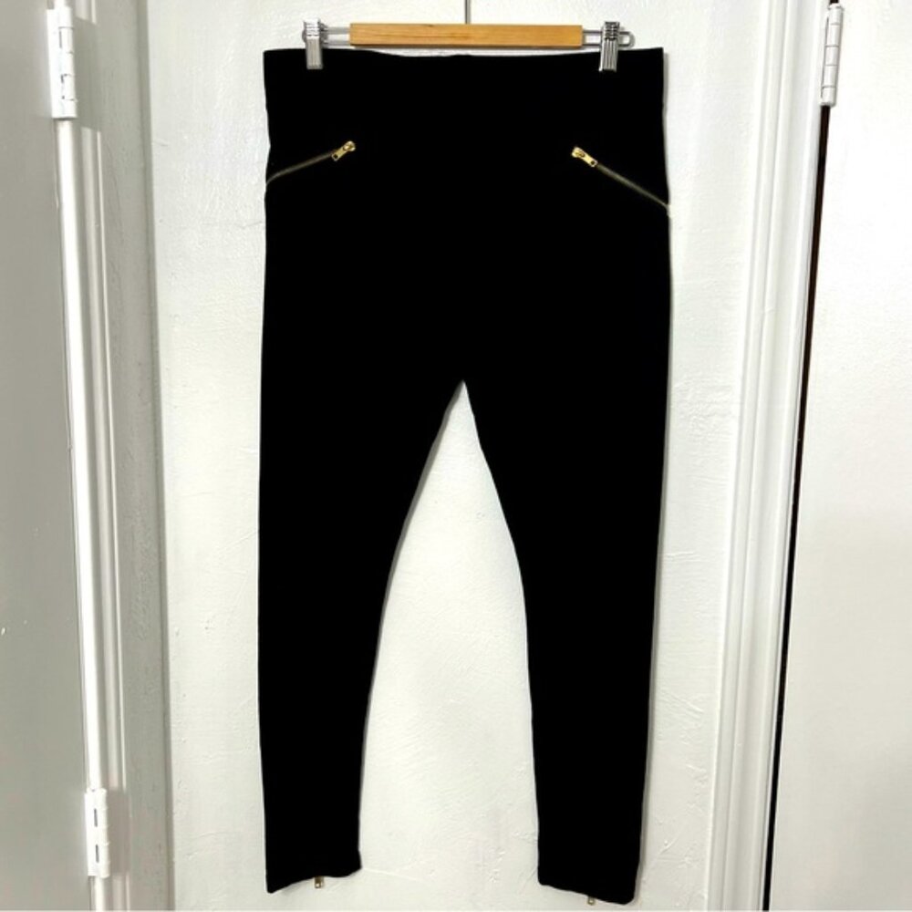 I Jeans by Buffalo Women's Leggings, Faux Zip Pockets, Back  Zip Detail, Black
